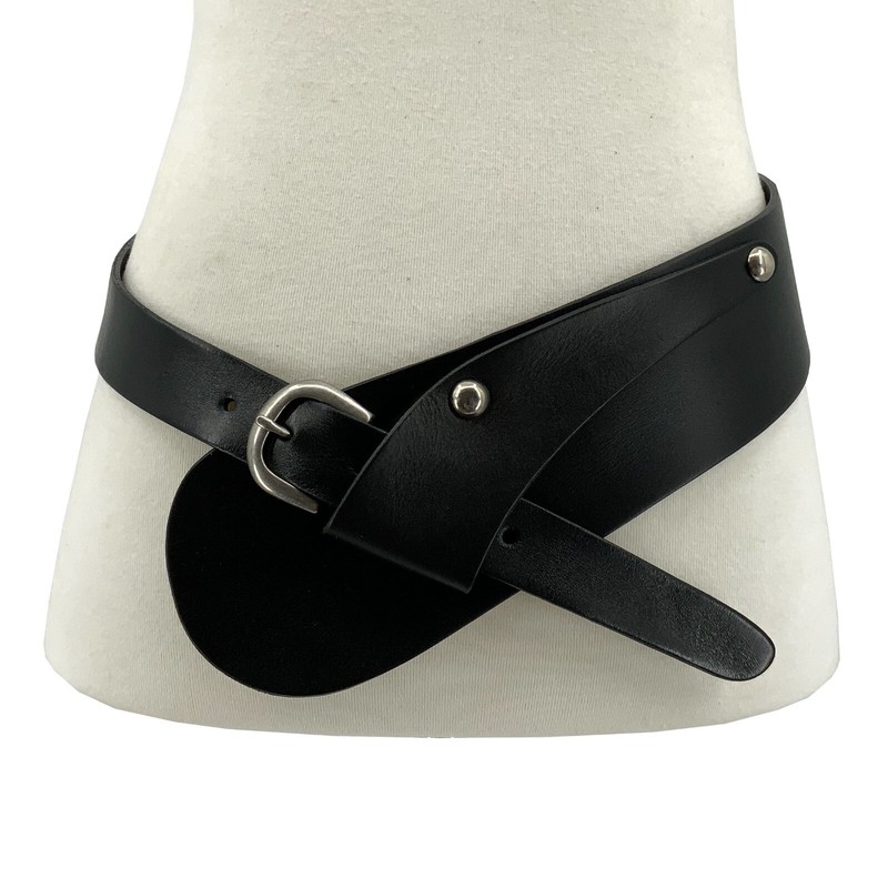Women Wide Waist Fashion Vintage Cowhide Full Grain Leather Boho Concho Belt gallery