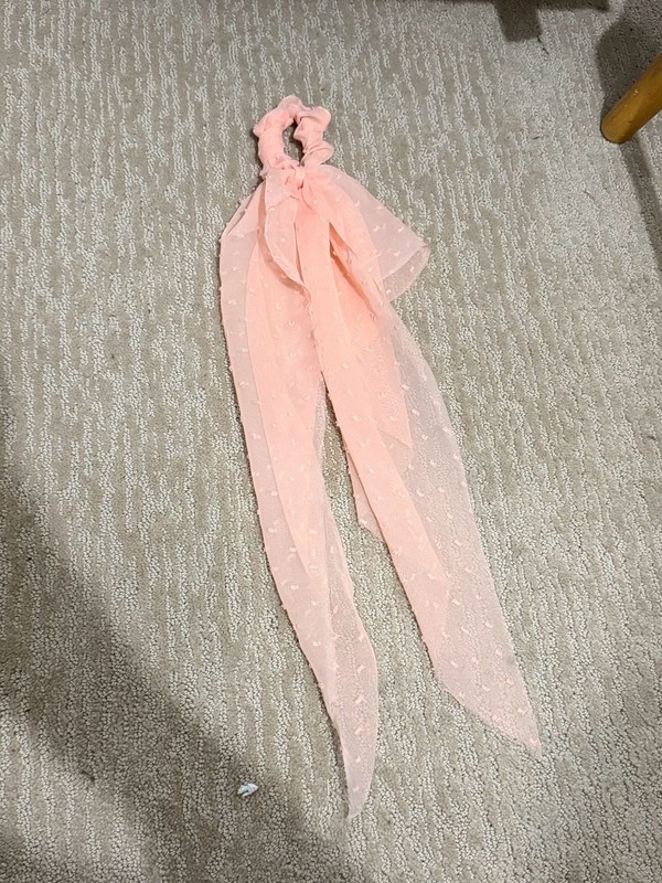 Hair Clips Pink Swiss Dot Chiffon Ribbon Scrunchie 1PCS #1