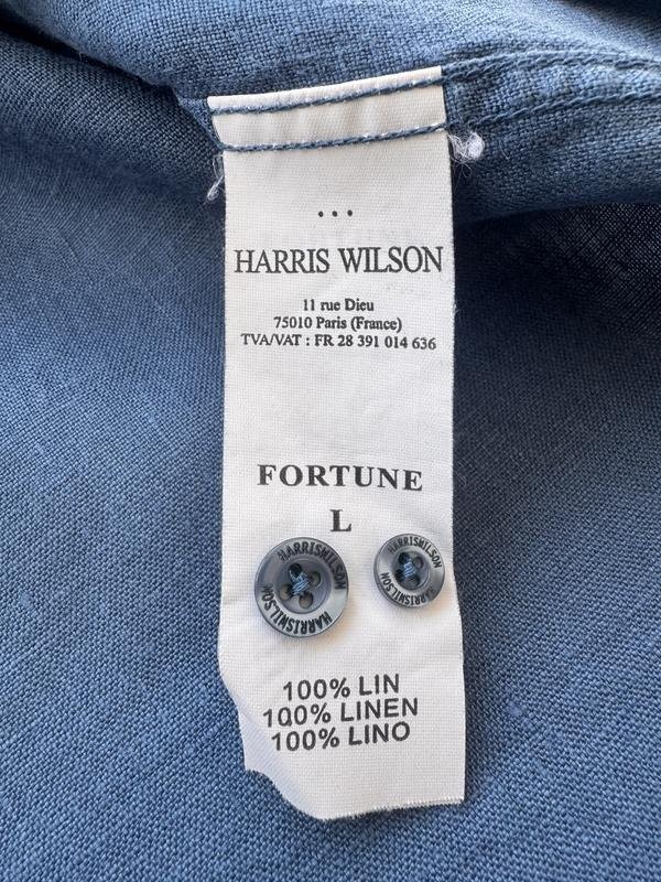 mens harris wilson shirt navy linen L gallery