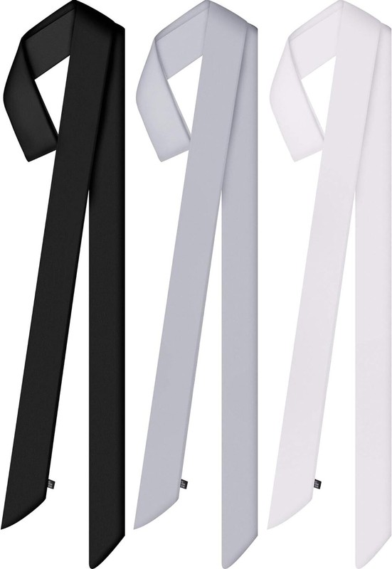 Geyoga 3 Pcs Scarf Skinny for Women Satin Belts Sash Black, White, Grey