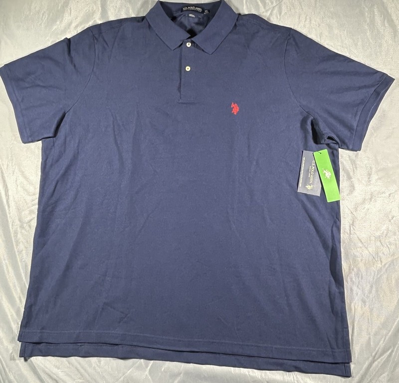 U.S. Polo Assn BLUE Performance Pique Polo Shirt Short Sleeve Men's Size 3XL gallery