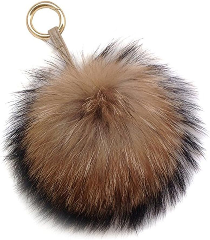6″ Large Fluffy Genuine Pom Pom Keychain Puffy Ball Car Keyring/Bag Purse Charm