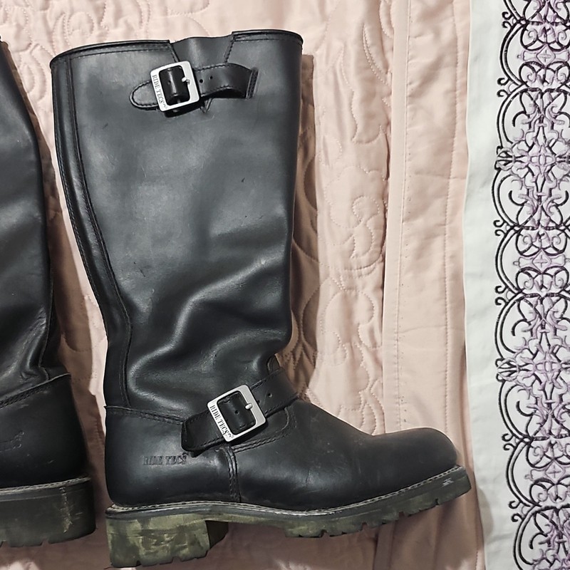 RIDE TECs Men’s Black Leather Engineer Boots Mid-Calf Round Toe US 8.5 W
