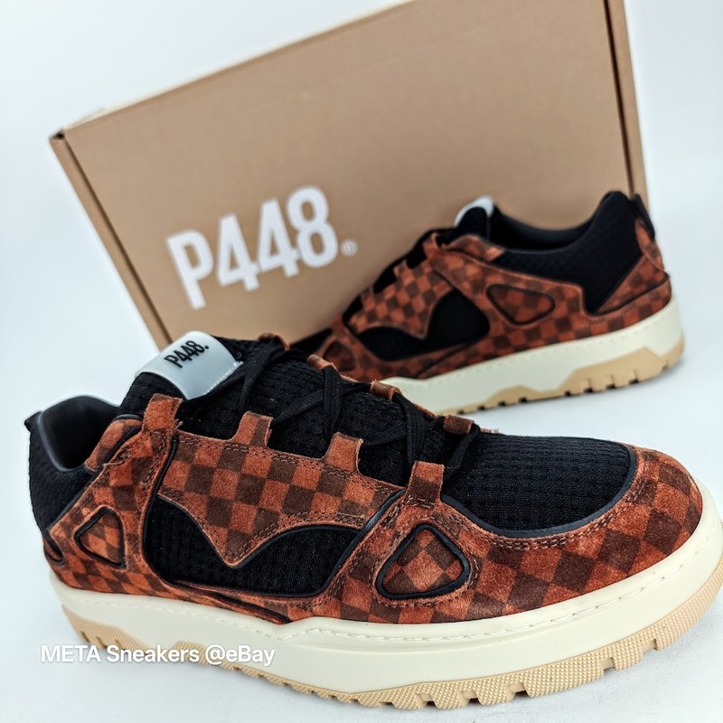 P448 George US 10.5 EU 43 Men’s Brown Black Beiege Tan Savage Retro Italy New