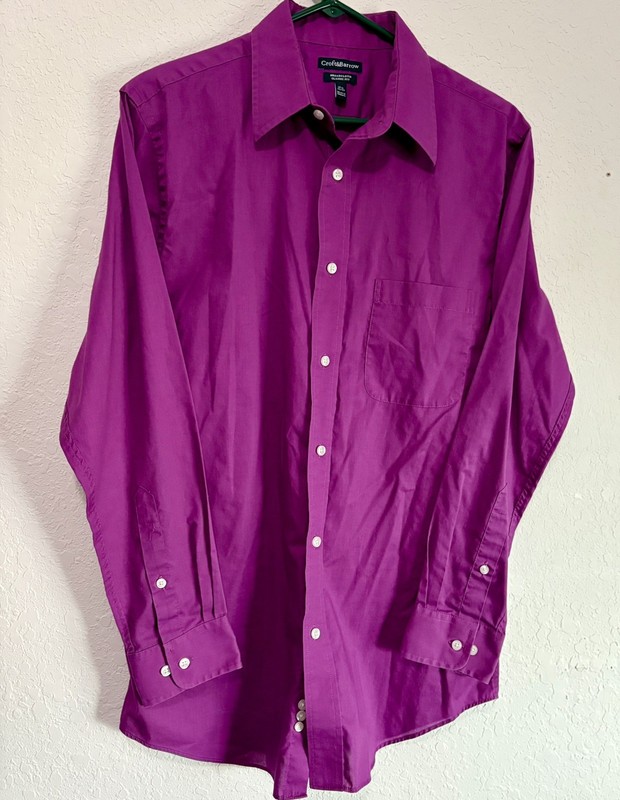 Croft & Barrow Kohl’s Brand Mens Collared Button Up Shirt 15 1/2 32/33 Purple