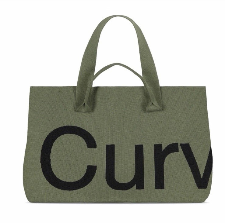 Curves Two-Tone Knit Tote (Olive/Lime) by Sean Brown