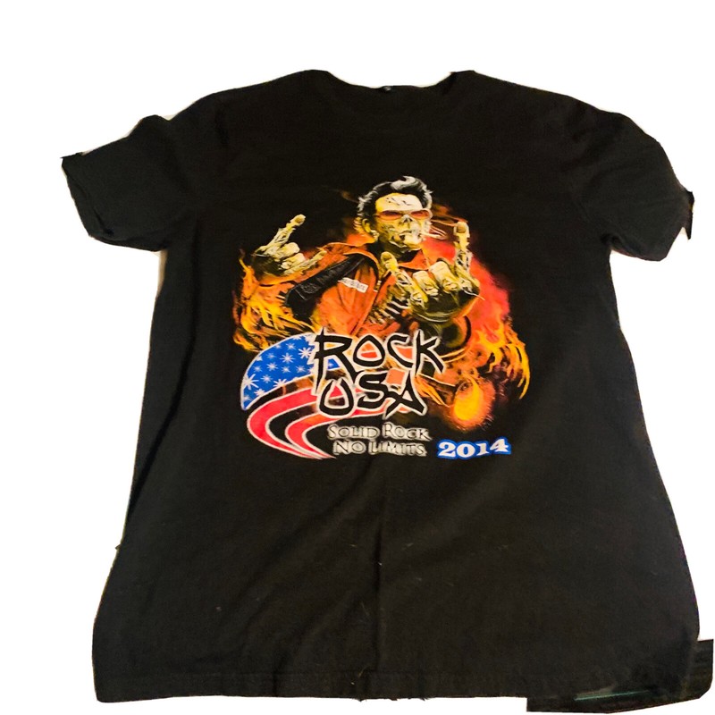 Rock USA men’s black T-shirt size medium Rob zombie slayer 2014