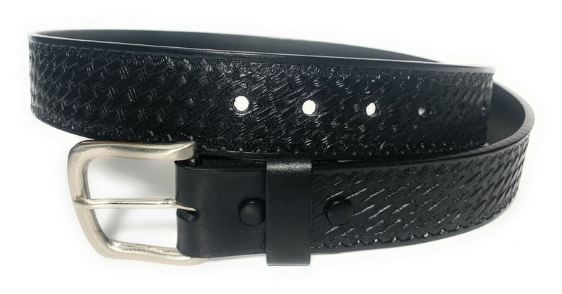 MEN'S BLACK LEATHER WORK BELT. BASKET WEAVE HEAVY DUTY UNIFORM WORK CASUAL BELT gallery