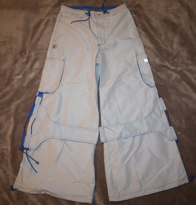 VTG CAFFEINE 30x32 Pants Rave Skate Wide Baggy 90s Y2K Dance Gray Rare gallery