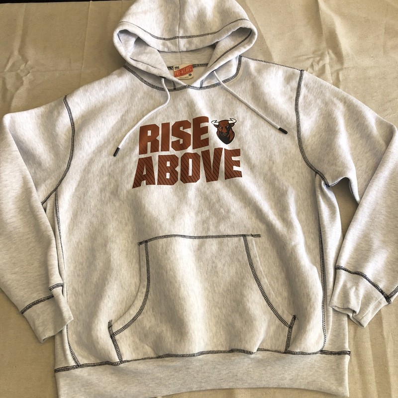 Mv Sport Pro Weave Hoodie Mens Size XL Rise Above Bull Grey