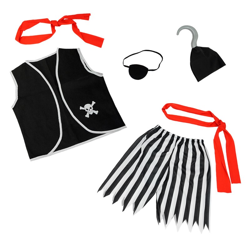 Boys Pirate Costume Accessories Set 6 Pcs – Child Halloween Birthday Party Kit