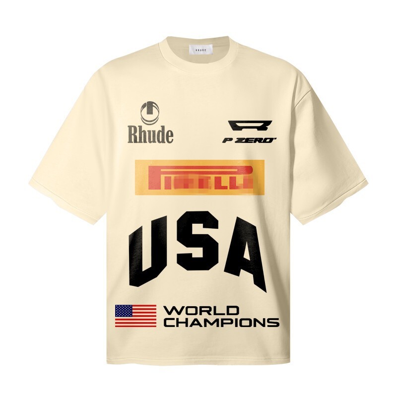 51STYLE RHUDE High Quality Men 100% Cotton Charm Short Sleeve Polo T-Shirt M-2XL gallery