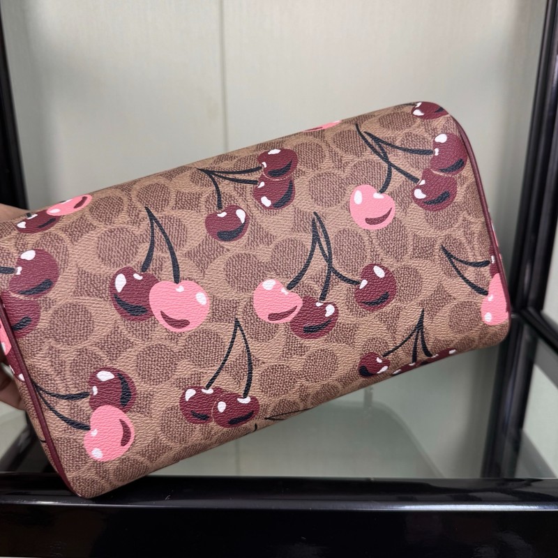 COACH CY692 Rowan Satchel Bag Tan Brown Signature Canvas Cherry Print Outlet New gallery