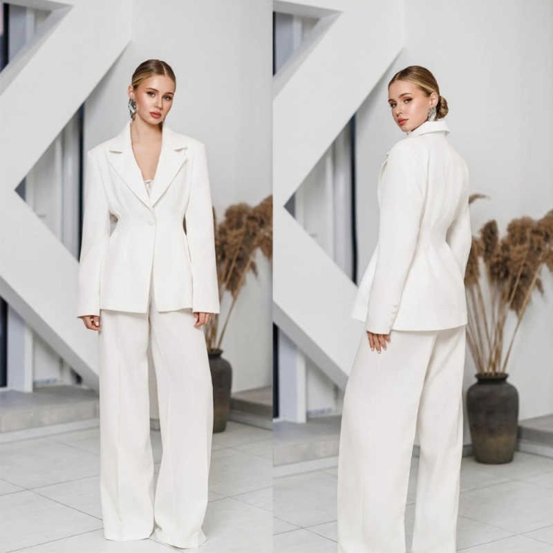 Fashiom Womens Suit Single Breasted Jacket Pants Elegant Reverse Collar Loose Fit