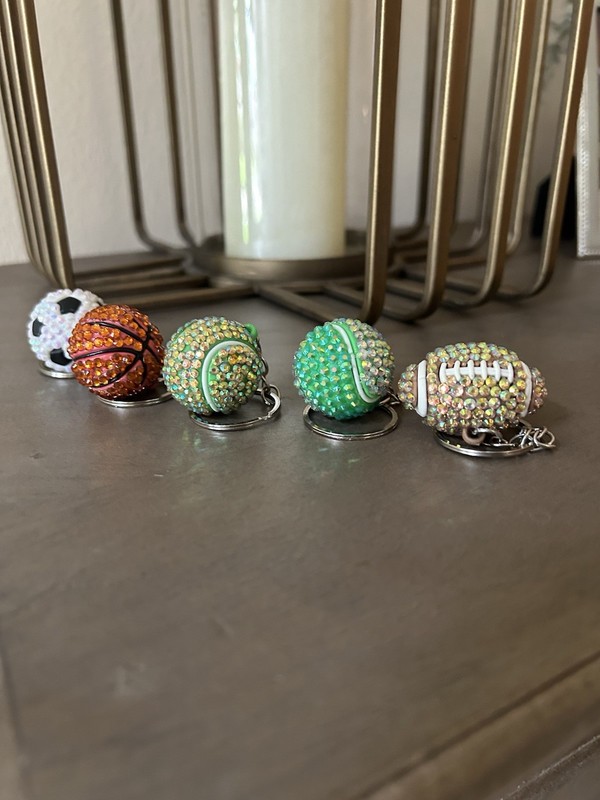 Custom Rhinestone Soccer Basketball Football Tennis Keychain Bag Charm