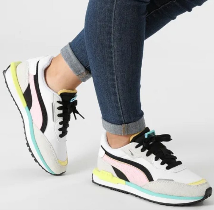 Puma City Rider Unisex Adult Trainers Grey Light Pink Size 38.5