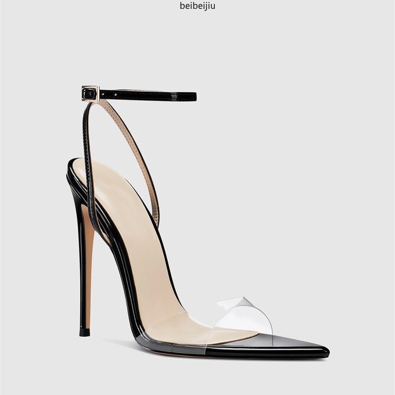 Women’s Open Pointed Toe Ankle Strap Slingbacks High Heel Shoes Clear Sandals