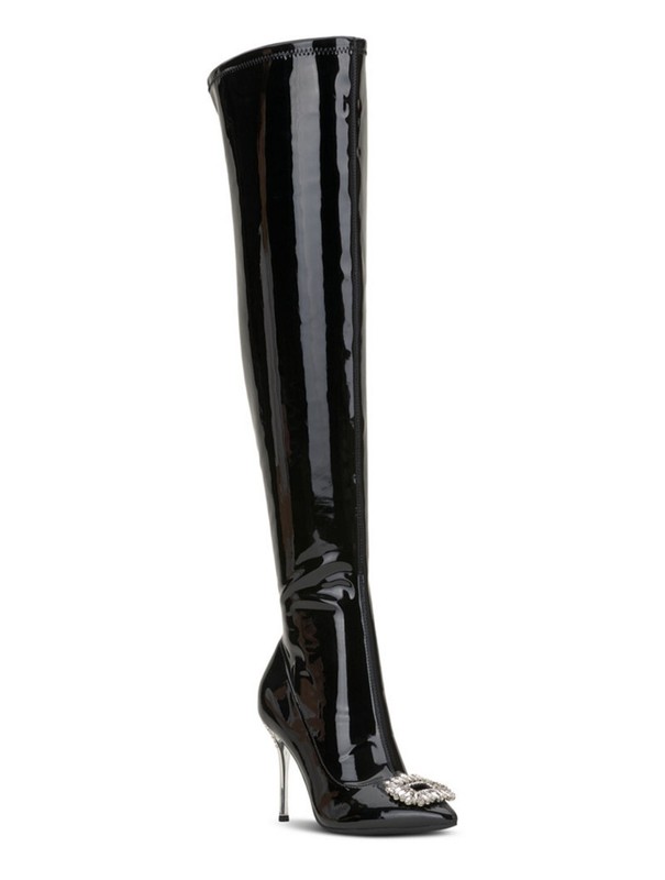 INC Women’s Romina Embellished Point Toe Pumps Tall Knee-High Boots Black NWB