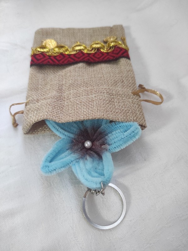 : ​Handcrafted Velvet Blue Star Keychain - Artisan Floral Bag Charm - Limit gallery