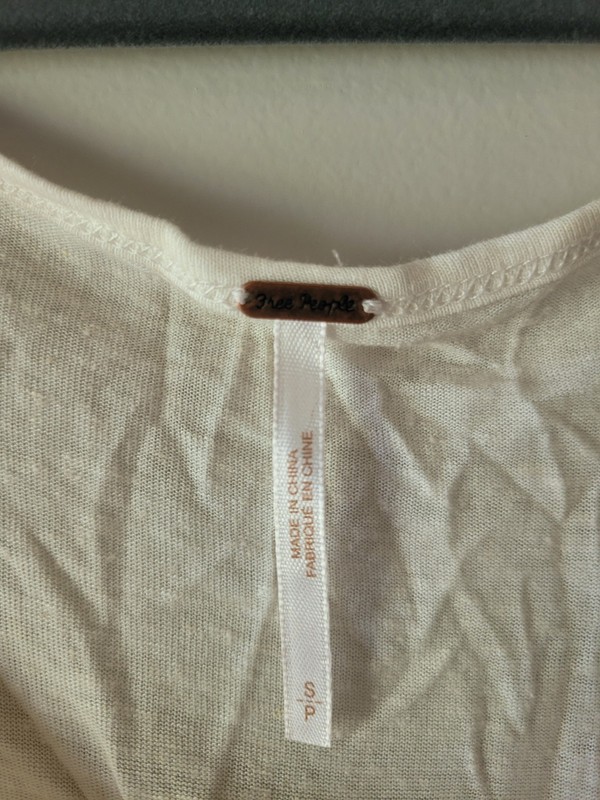 Free People White Solid Cold Shoulder V-Neck Short Sleeve Blouse S gallery