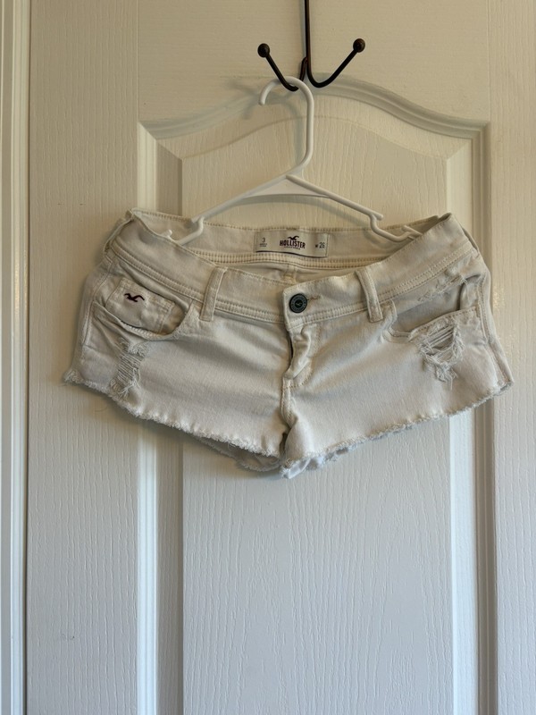 Hollister Low Rise Micro Mini Distressed Jean Shorts Vintage Y2K 2000s Grunge 3