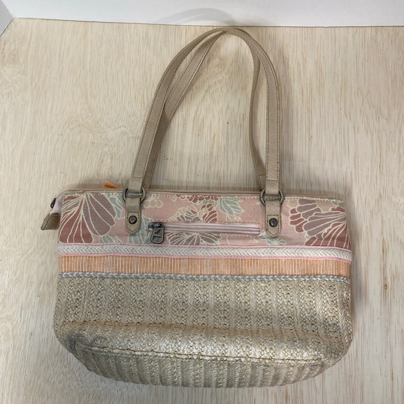 Sakroots Mixed Materials Straw Floral Fabric Purse Two Handles With Charm gallery
