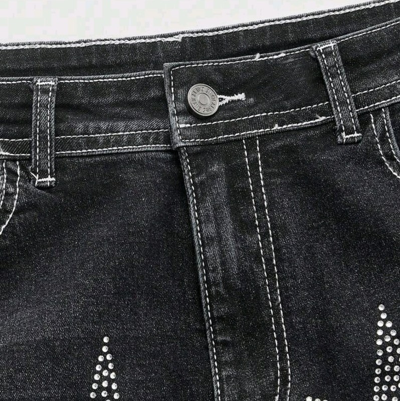 New Men Luxury Jeans Diamond Stars Rhinestones Black Denim Trousers High Quality gallery