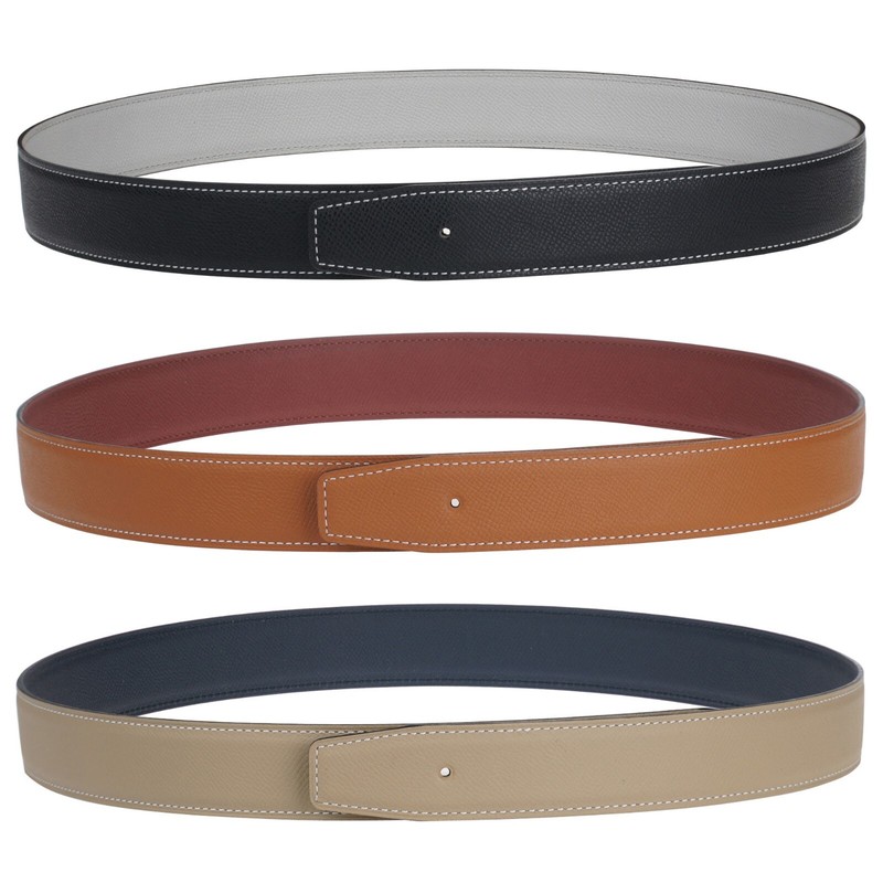 Reversible H full grain cowhide replacement belt without buckle 32mm wide