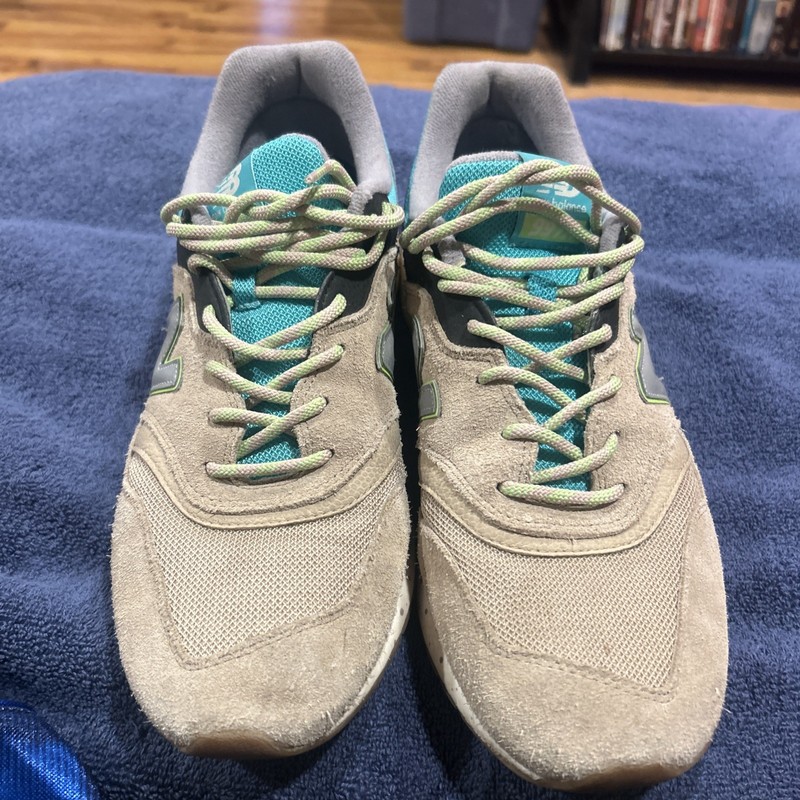 New Balance 997H, Tidepool Beige Neon Suede, Size 12 used men’s