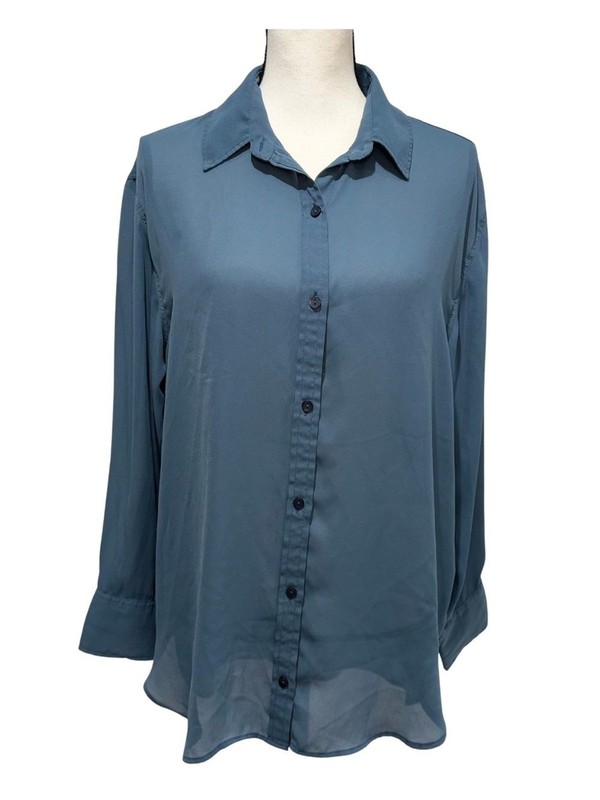 Abercrombie & Fitch Blue Sheer Button Down Blouse Long Sleeve Size Medium