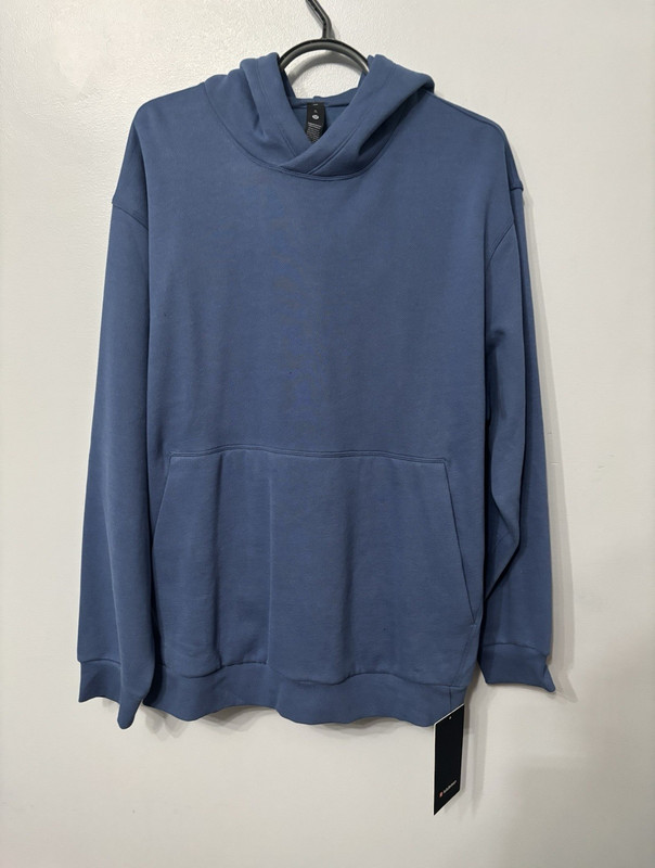 Lululemon Steady State Men’s Fleece Pullover Hoodie Blue XL Relaxed Kangaroo