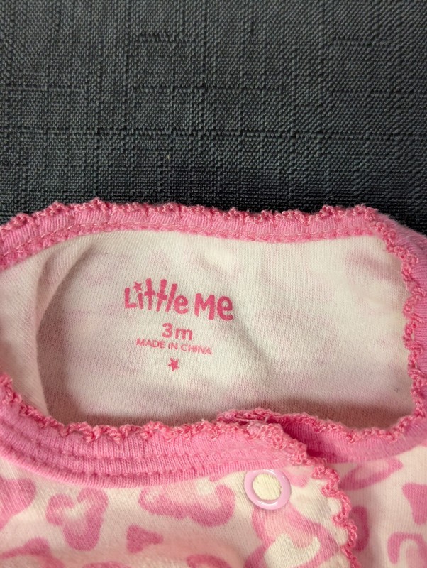 Little Me Pink & White Hearts Print Footie Pajama/Sleeper 3M up to 12 lbs/5 kgs, gallery