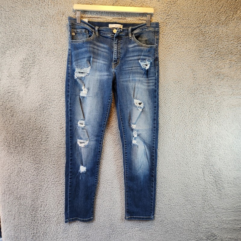 Kancan Los Angeles Jeans Womens W15 31 Blue Distressed Cotton Stretch Mid Rise