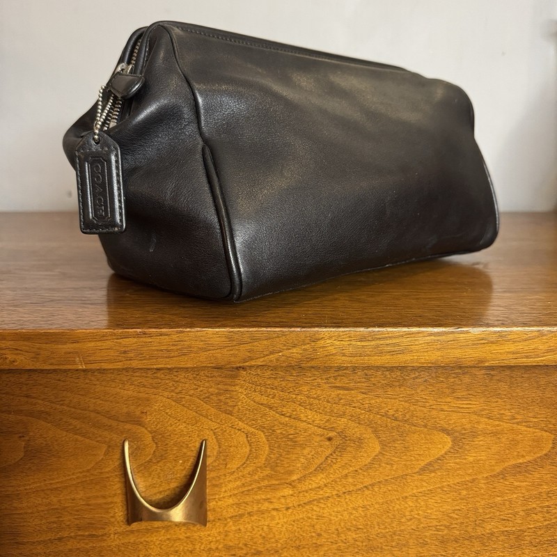 Vintage Coach Black Leather Toiletry Case Dopp Kit Bag 03S-5406