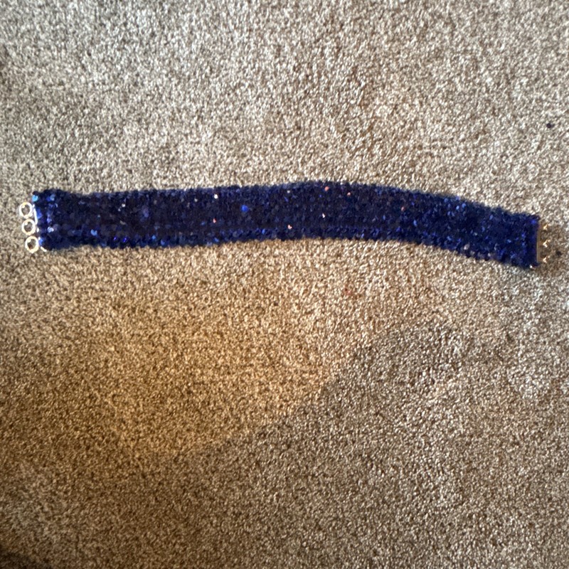 Blue Sequin Fabric Elastic Belt