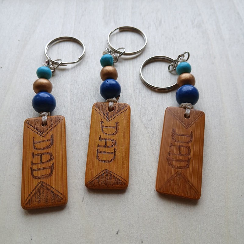 Handmade Bamboo Wood Mini Plaque Keychain / Pyrography / Gift for Him!