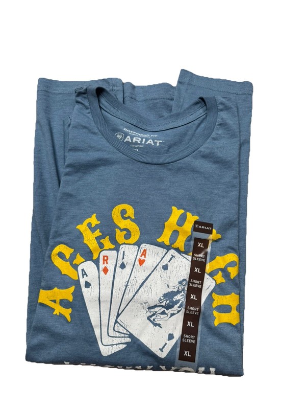 NEW Women’s ARIAT Boyfriend Fit Tee Aces High Lucky You Shirt Size XL