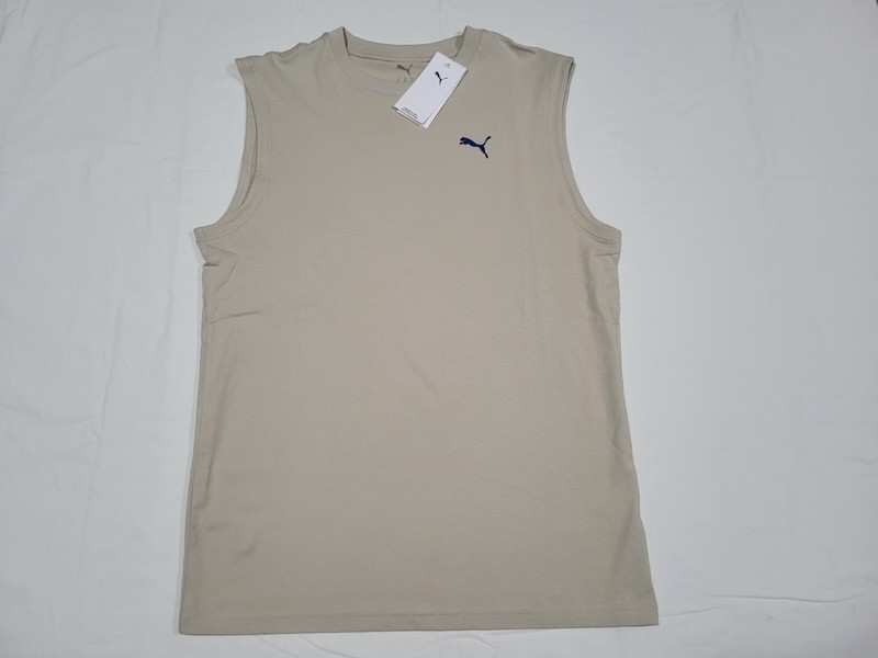 Puma Mens Resort Logo Sleeve Less Sports Faster Tank Puma Desert Dust