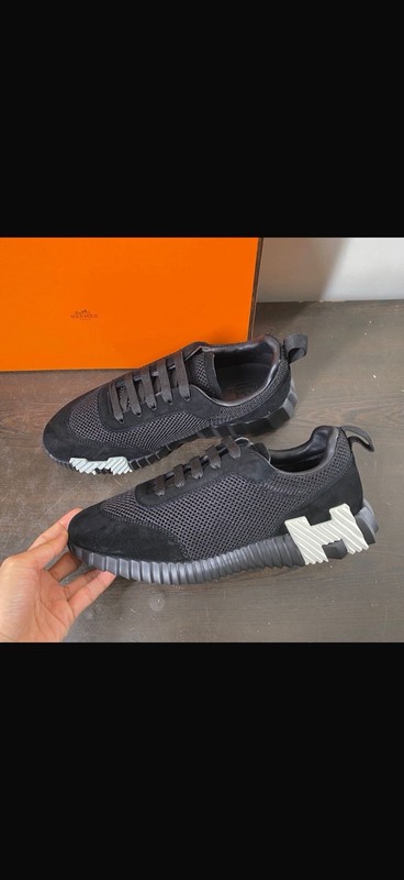 Hermes Blanc Noir Bouncing Sneakers Size 40, 7 US White/Black Men’s