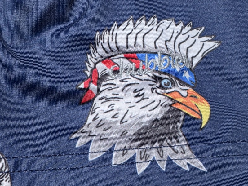 Chubbies Performance Golf Polo Mens Large Navy The Bird Eye Blind Eagles USA EUC gallery