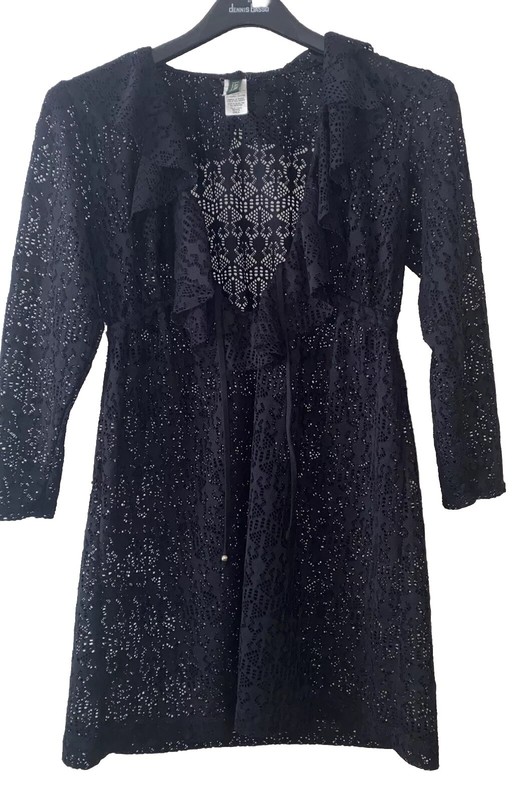Lauren Ralph Lauren Beach Cover Up Crochet Tasseled Poncho SM Petite Chica