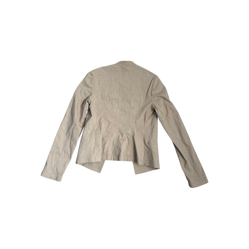 Theory Clean Blazer UL Eco Crunch Wash Tan Linen Blend Open Front Jacket Size 2 gallery