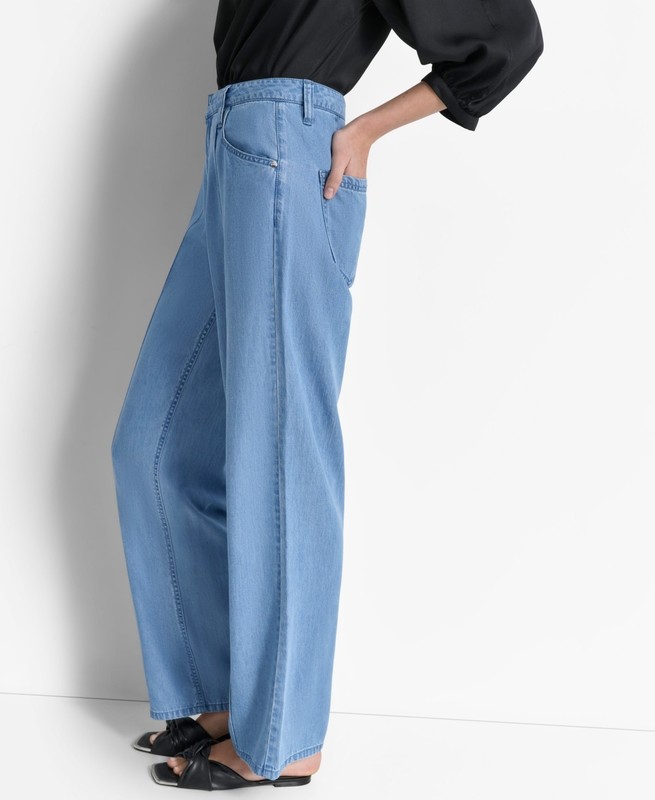 DKNY Center-Piped Wide-Leg Mid-Rise Jeans MSRP $99 Size 14 # 19B 1103 Blm gallery