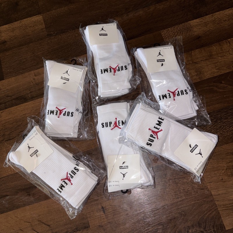 Supreme Jordan Crew Socks White Dri-Fit Large 7-12 12 Pair Lot Authentic New
