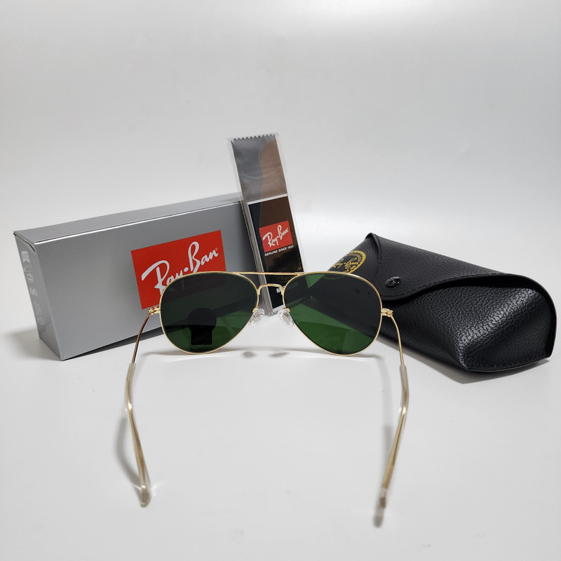 Ray-Ban RB3025 Aviator Sunglasses Gold Frame Green Glass Lens 58mm USA Shipping gallery