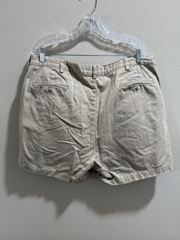 Polo Ralph Lauren Men's Beige Chino Shorts Cotton Pleated Front Zip Pockets gallery