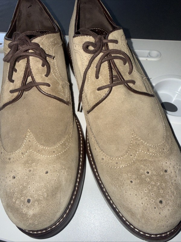 Johnston & Murphy Wingtip Oxford Dress Shoes Suede Leather Lace Up