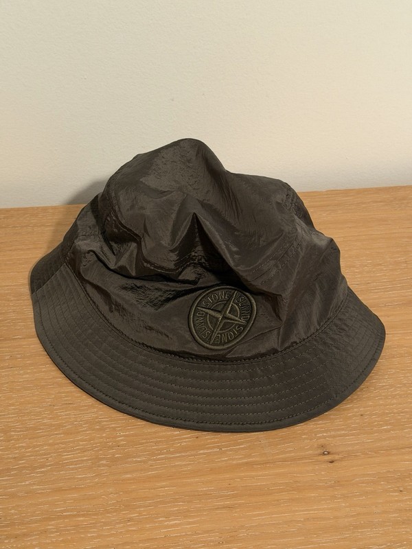 New Stone Island Green Nylon Metal Bucket Hat XL Cappello
