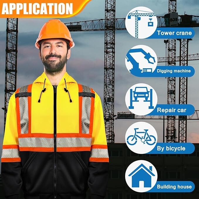 High Visibility Safety Sweatshirt ANSI Class 3 Reflective Stripes gallery