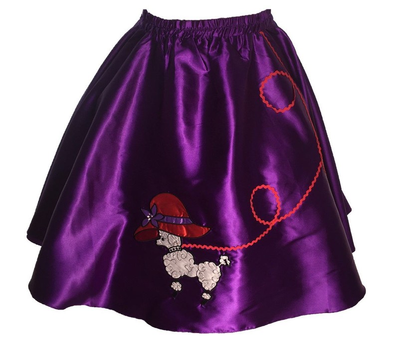 Purple Red Hat 50’s Poodle Skirt Adult Size PLUS 1X/3XL Waist 40″-47″ Length 25″